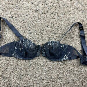 Victoria’s Secret Very Sexy Unlined Bra Gray Shiny Balconet Size 34B NWT